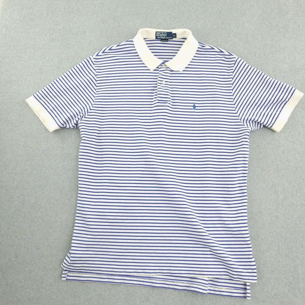 Polo By Ralph Lauren Polo Shirt Mens XL Blue Stripe Cotton Casual Summer Top